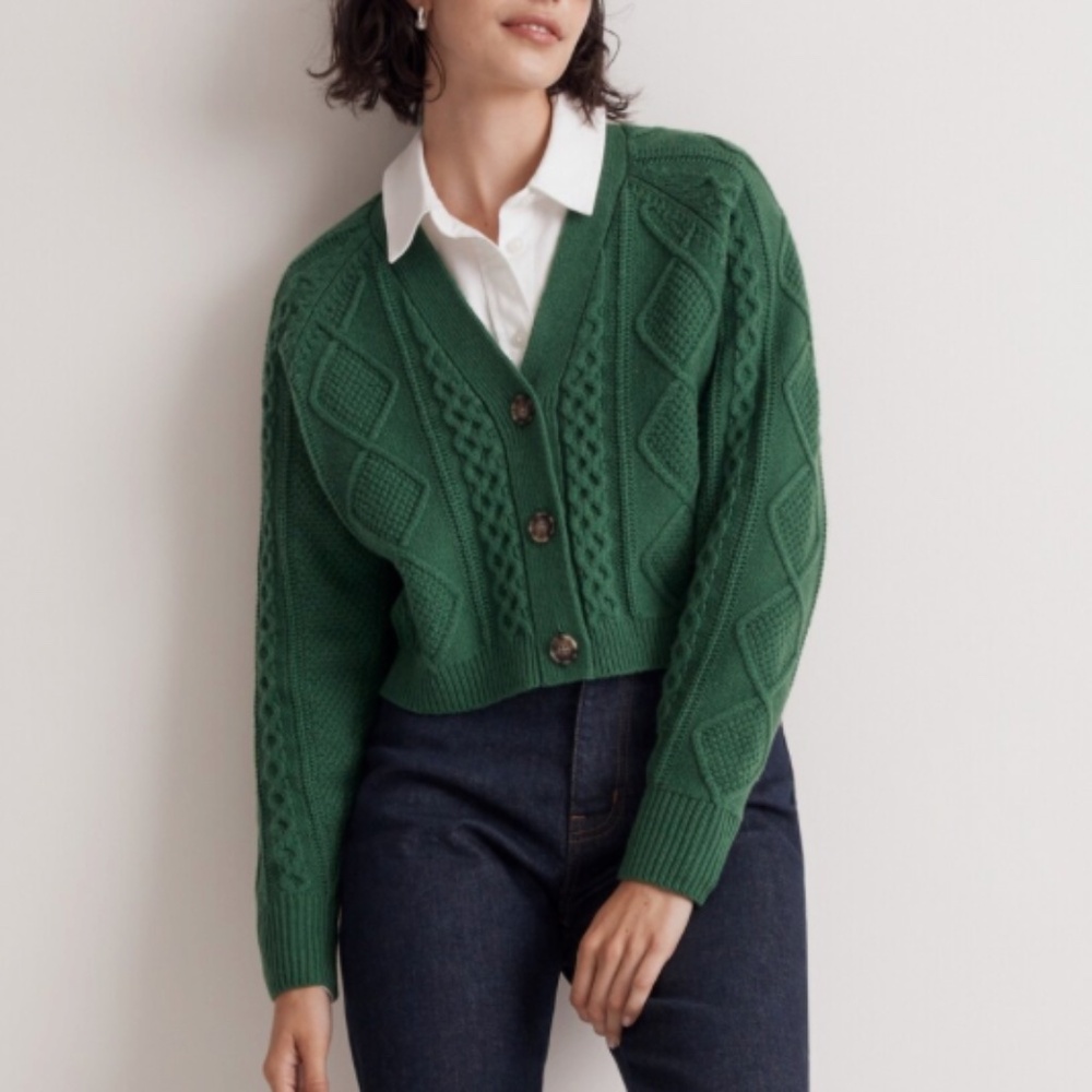 NWT Madewell Cable-Knit Cropped Cardigan